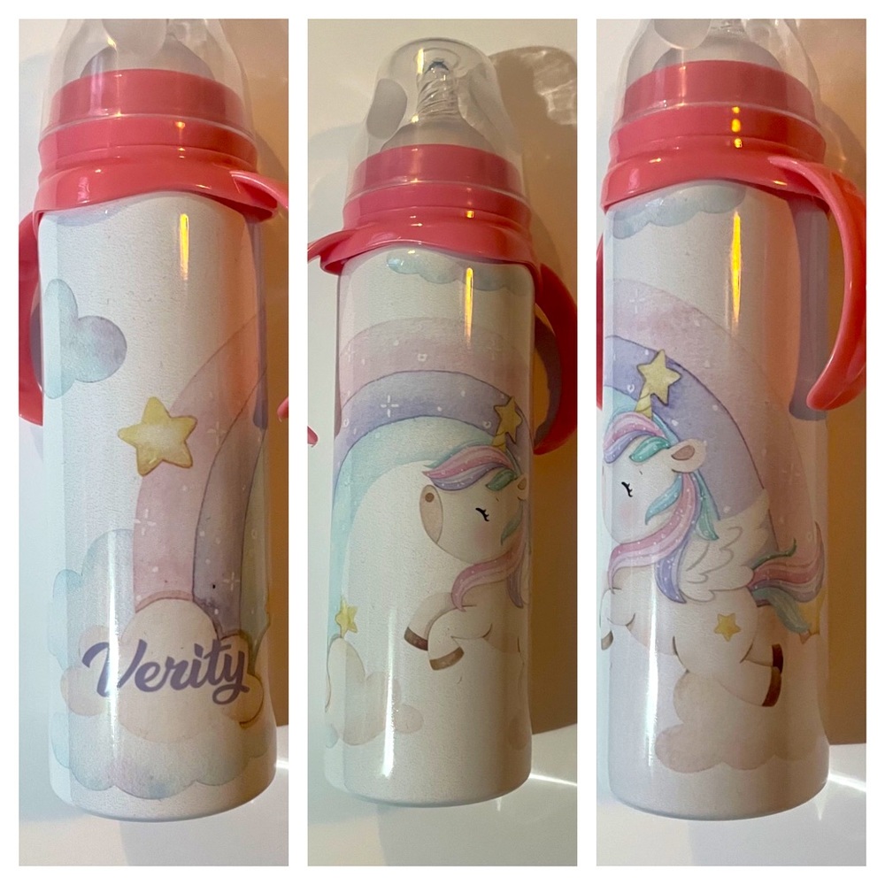 Made2order personalized Pastel unicorn baby bottle